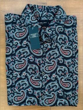 Abercrombie & Fitch Navy Blue Paisley Cotton Shirt NWT Size: S
